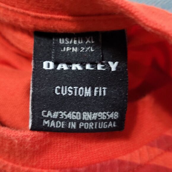 Vintage Oakley Shirt Men's XL Red Striped Logo Portugal 90s Short Sleeve Y2K VTG - Picture 2 of 8